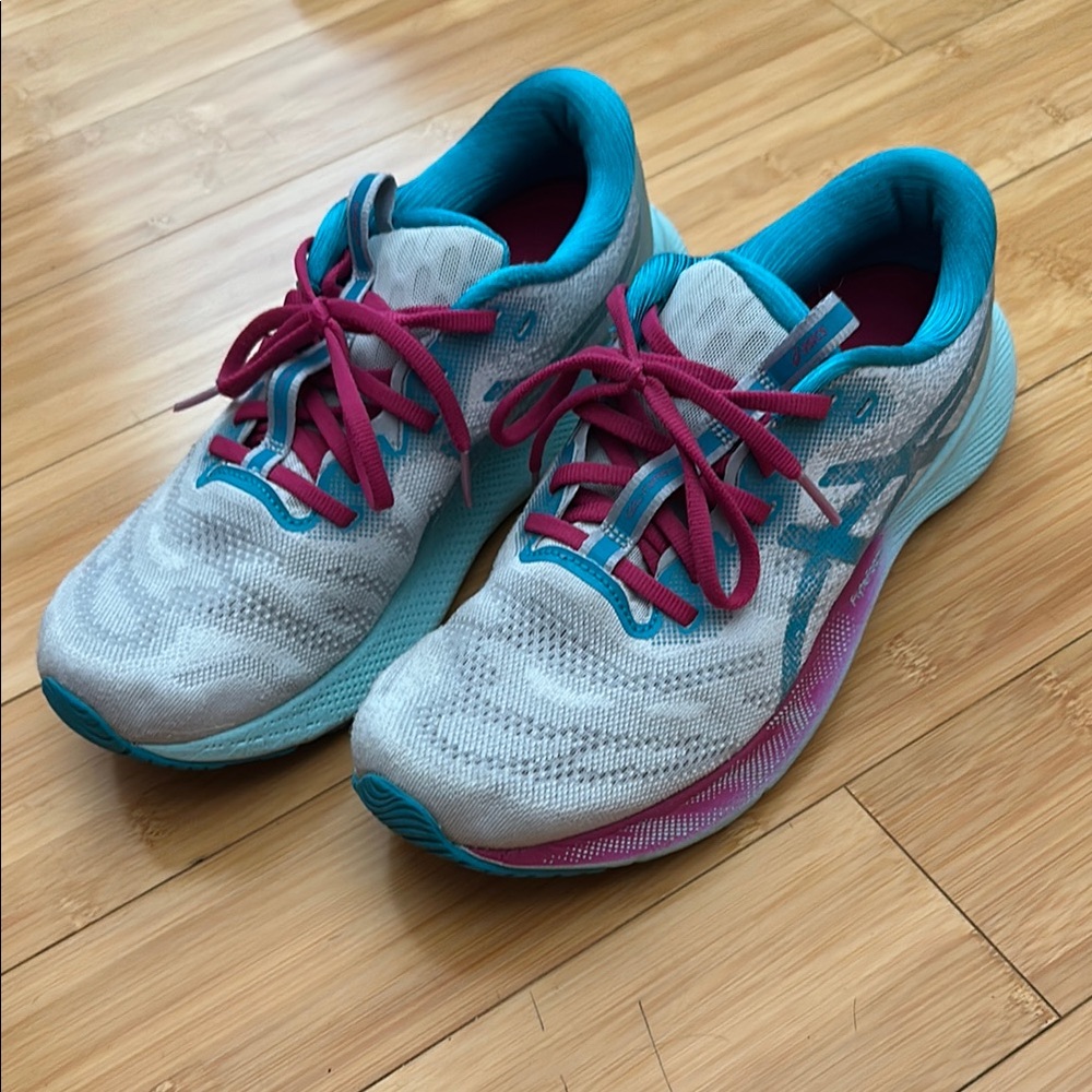 Women's ASICS Athletic Running Shoes - Teal and Pink